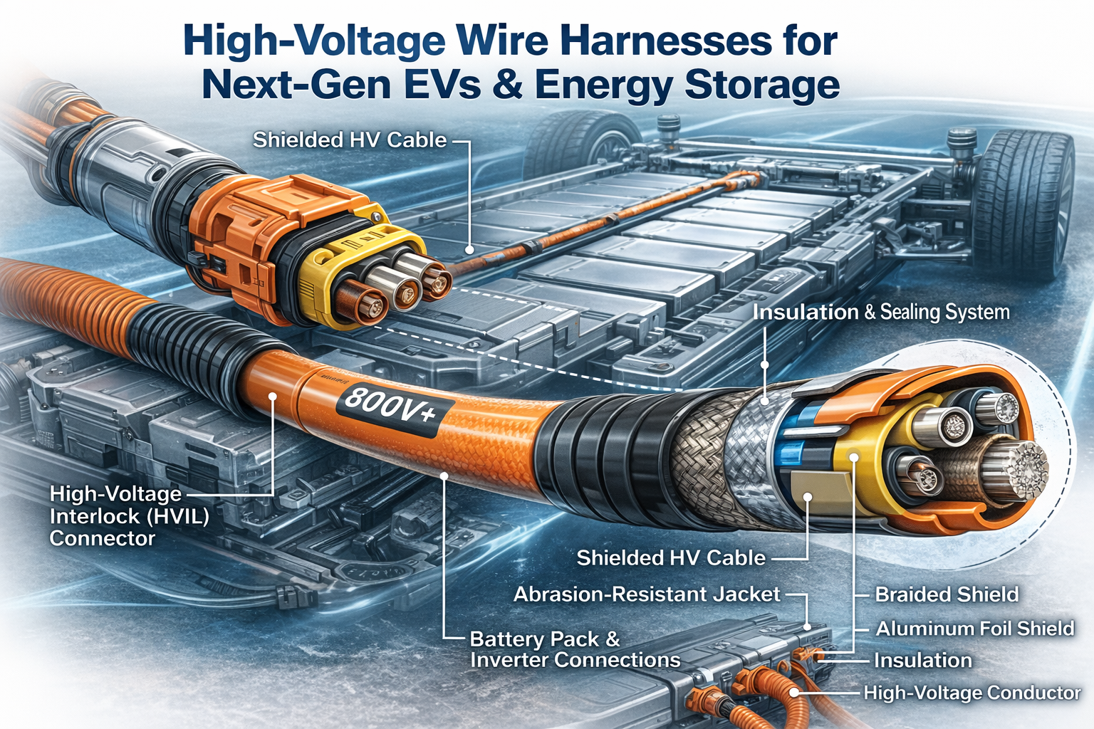 High-voltage wire harnesses