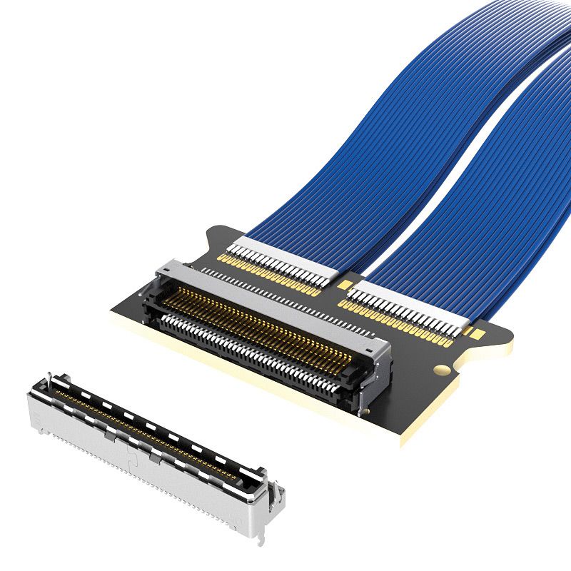 Blue ribbon cable with connectors.